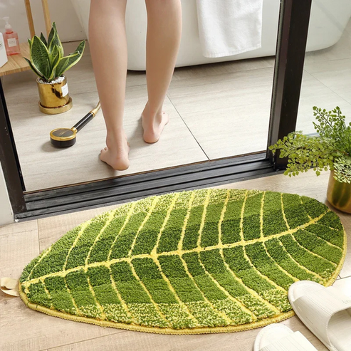 LeafLuxe - Tapis de porte ovale en peluche inspiré de la nature