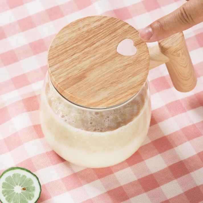 WhirlBrew - Tasse en verre avec poignée en bois