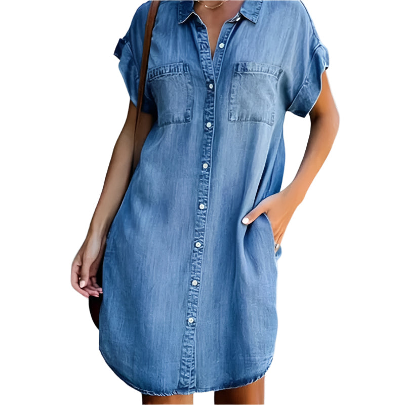 Lydia - Klassisk denimkjole med knapper
