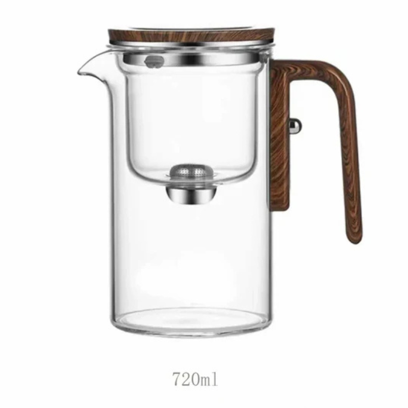 Verseuse en verre résistante à la chaleur ClearPour avec poignée en bois – Élégante infusion