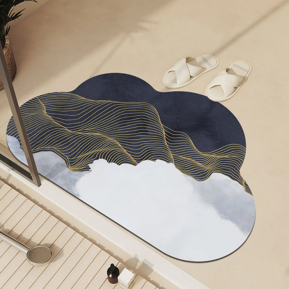 CloudWave - Tapis de sol décoratif à lignes ondulées abstraites