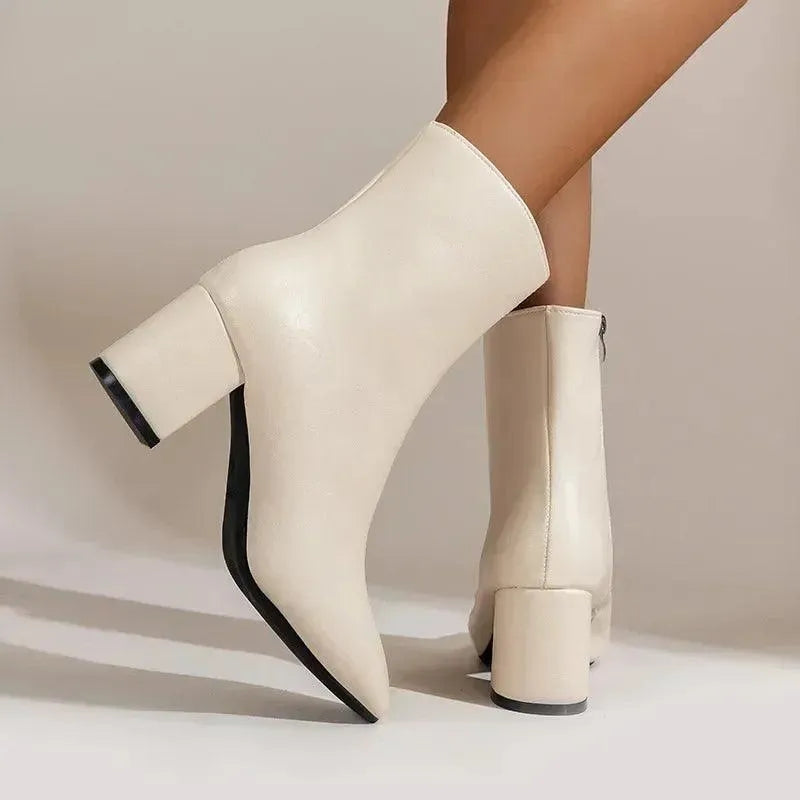 Isabel - Chic bottines à talon bloque à bout pointu