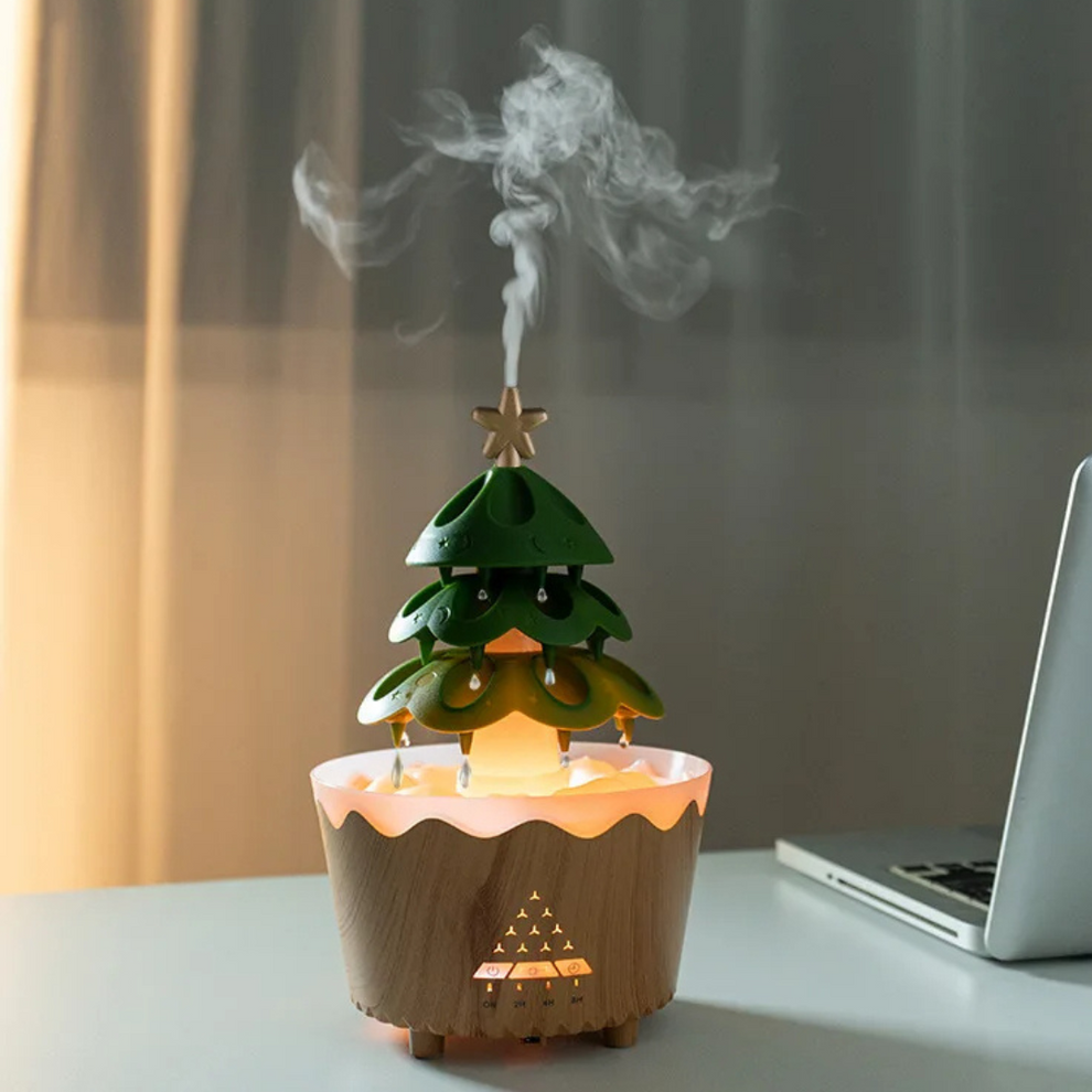EverGlow - Répandeur de parfum en bois festif avec éclairage LED et télécommande