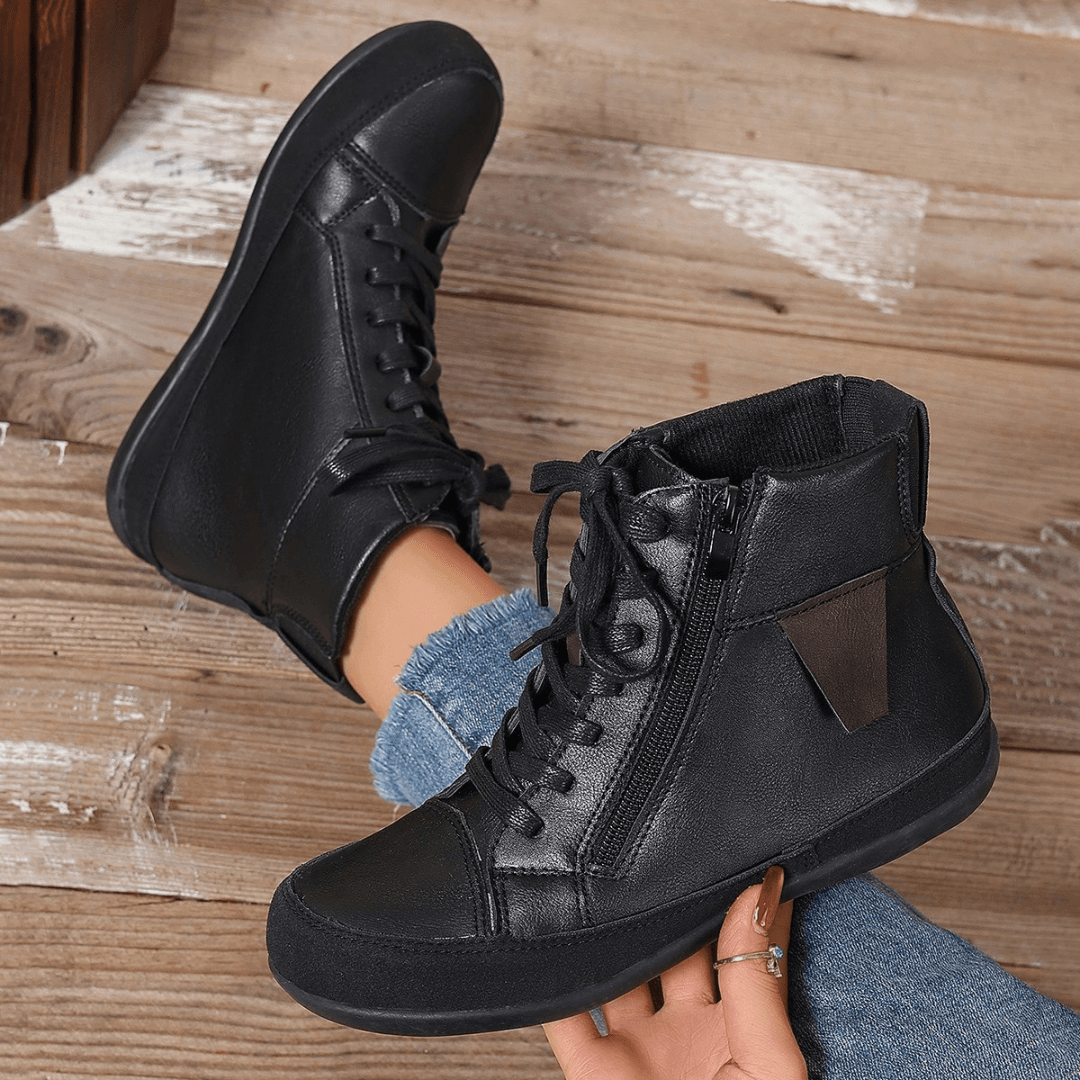 Bottes pour femmes Brielle avec lacets - Bottes élégantes jusqu'à mi-mollet avec fermeture éclaire sur le côté