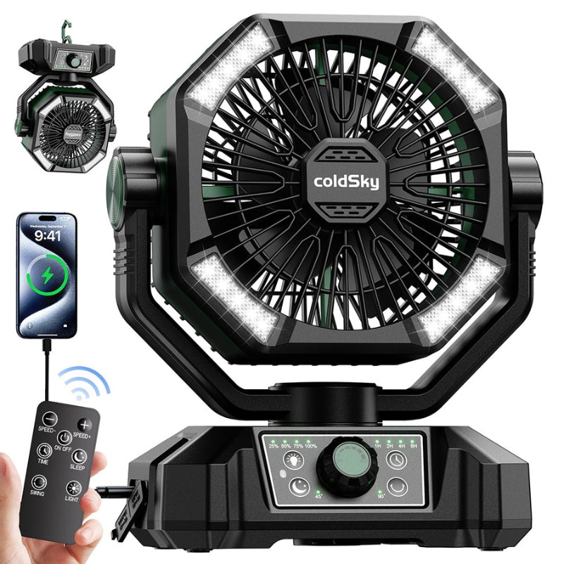 BreezeGlow - Ventilateur portable avec lumière LED et télécommande