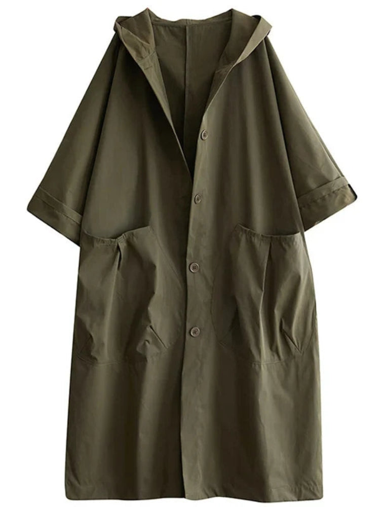 Sofie - Trench-coat avec capuche et fermeture à boutons pour femme