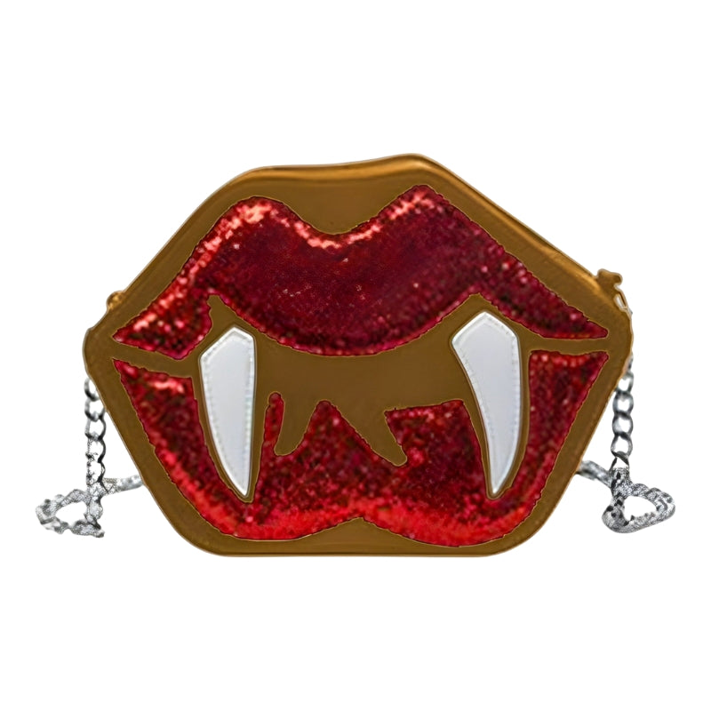 Alina Gothique Halloween Sac à bandoulière – Design lèvres et dents avec bandoulière réglable