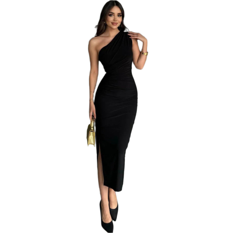 Robe à épaule unique avec fente Avelisse