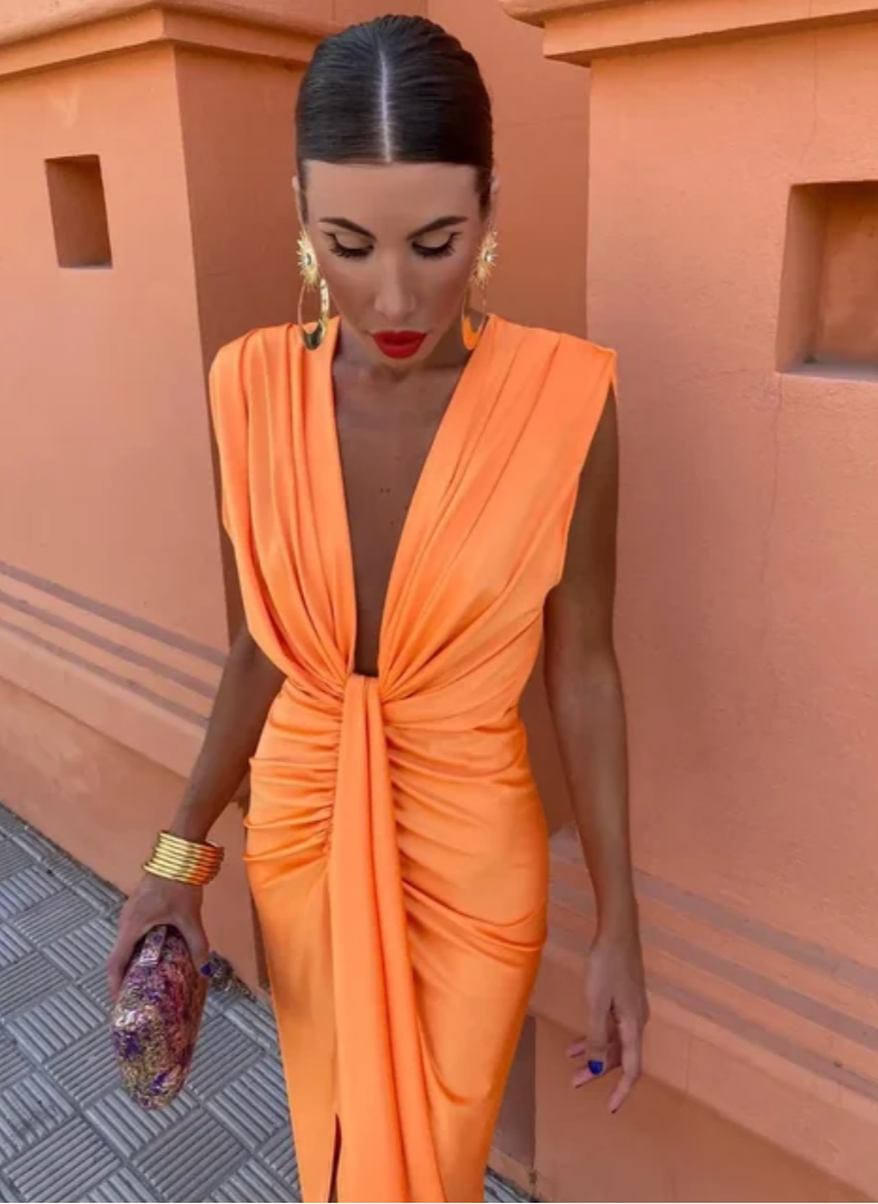 Claudia - Robe midi élégante avec taille nouée