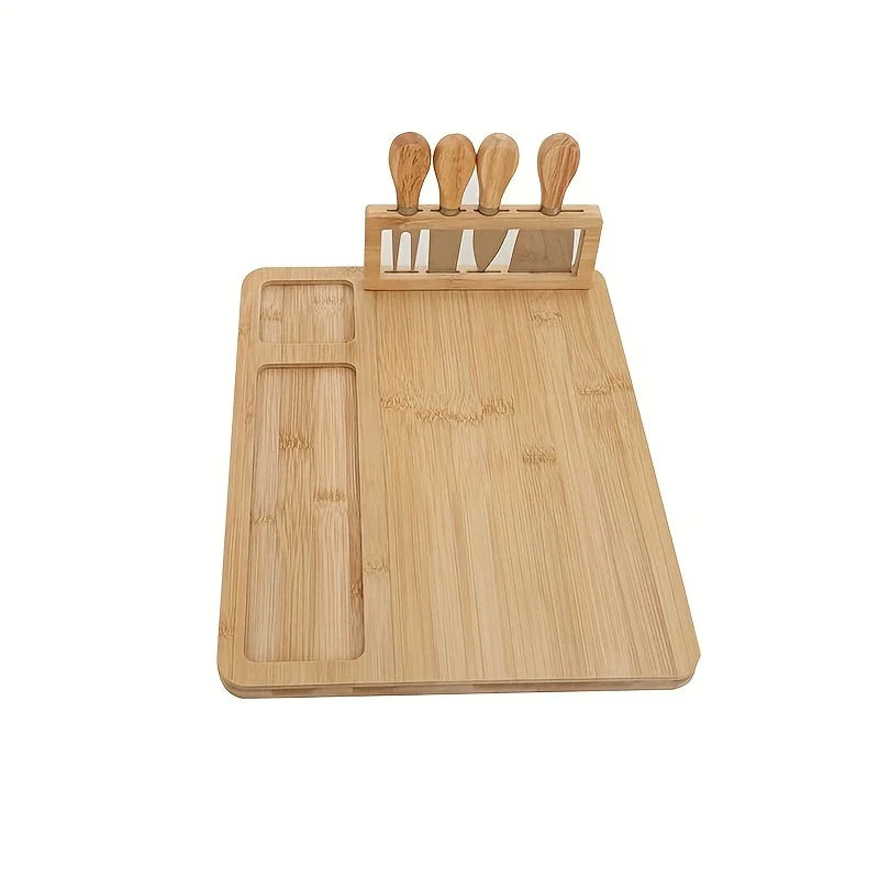 Planche à découper en bois avec couteau et fourchette – Élégante planche de service pour la cuisine ou la salle à manger