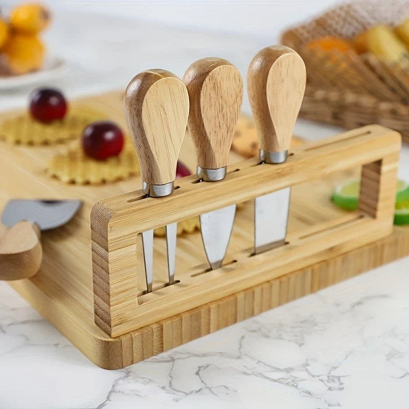 Planche à découper en bois avec couteau et fourchette – Élégante planche de service pour la cuisine ou la salle à manger