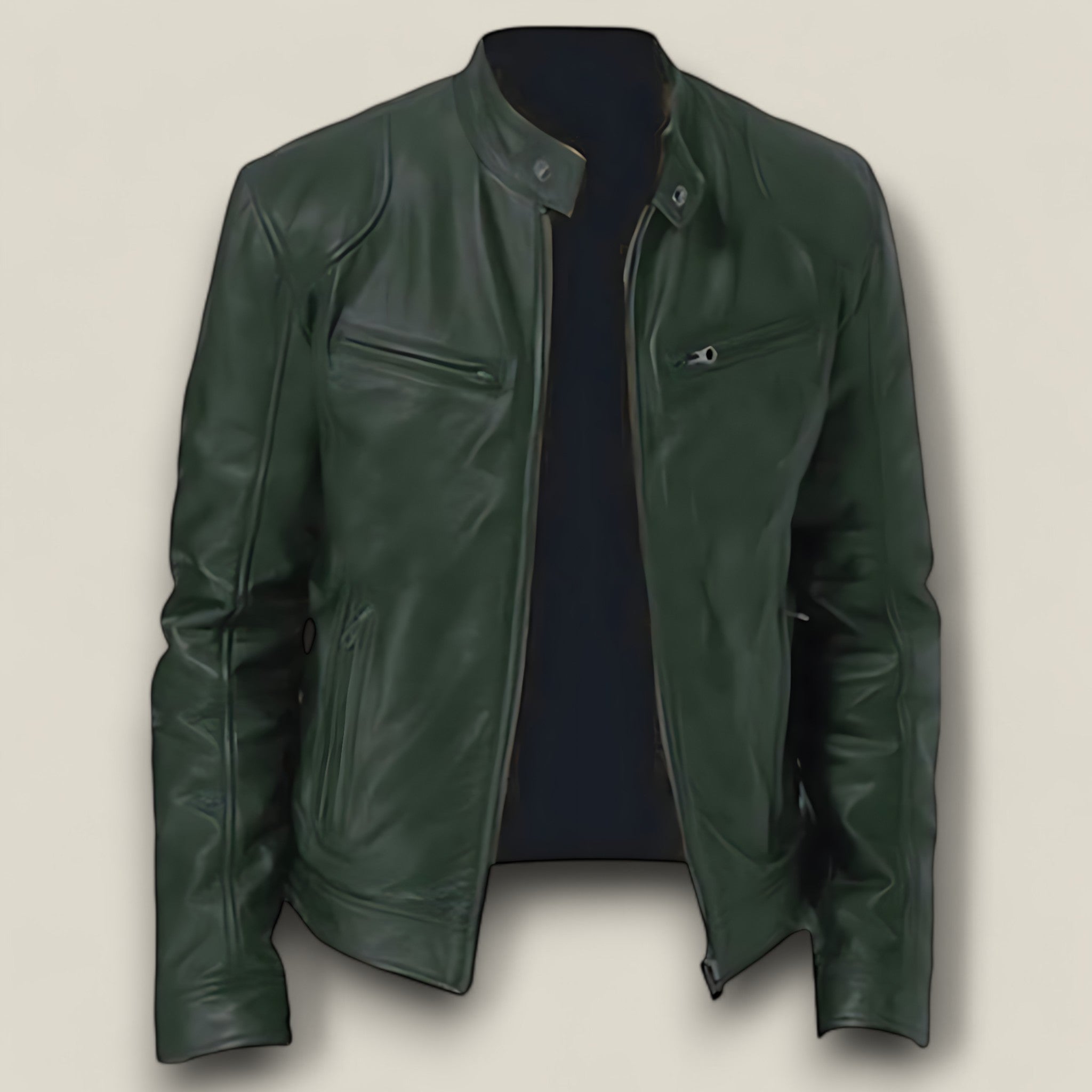 Milo - Veste en cuir classique avec col montant