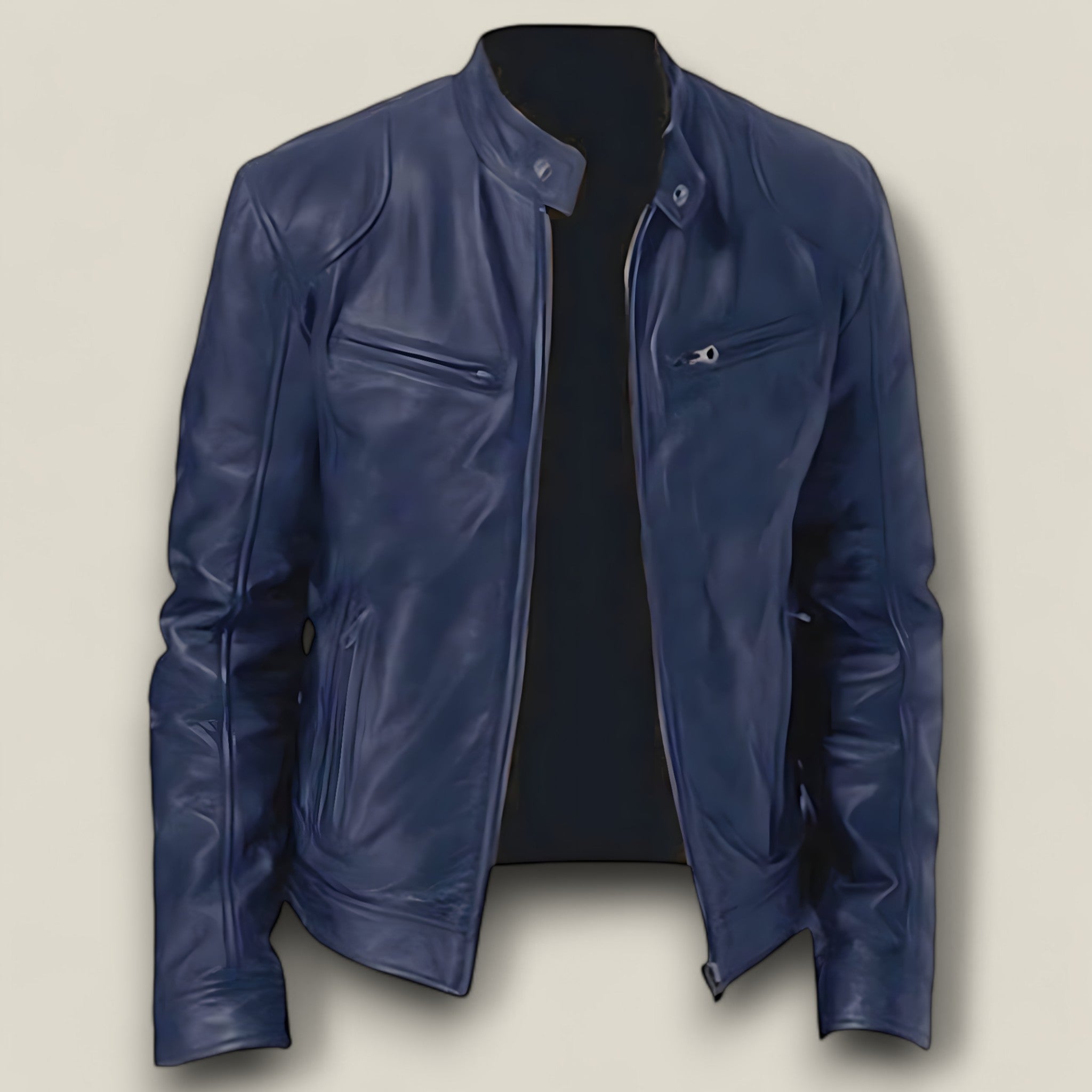 Milo - Veste en cuir classique avec col montant