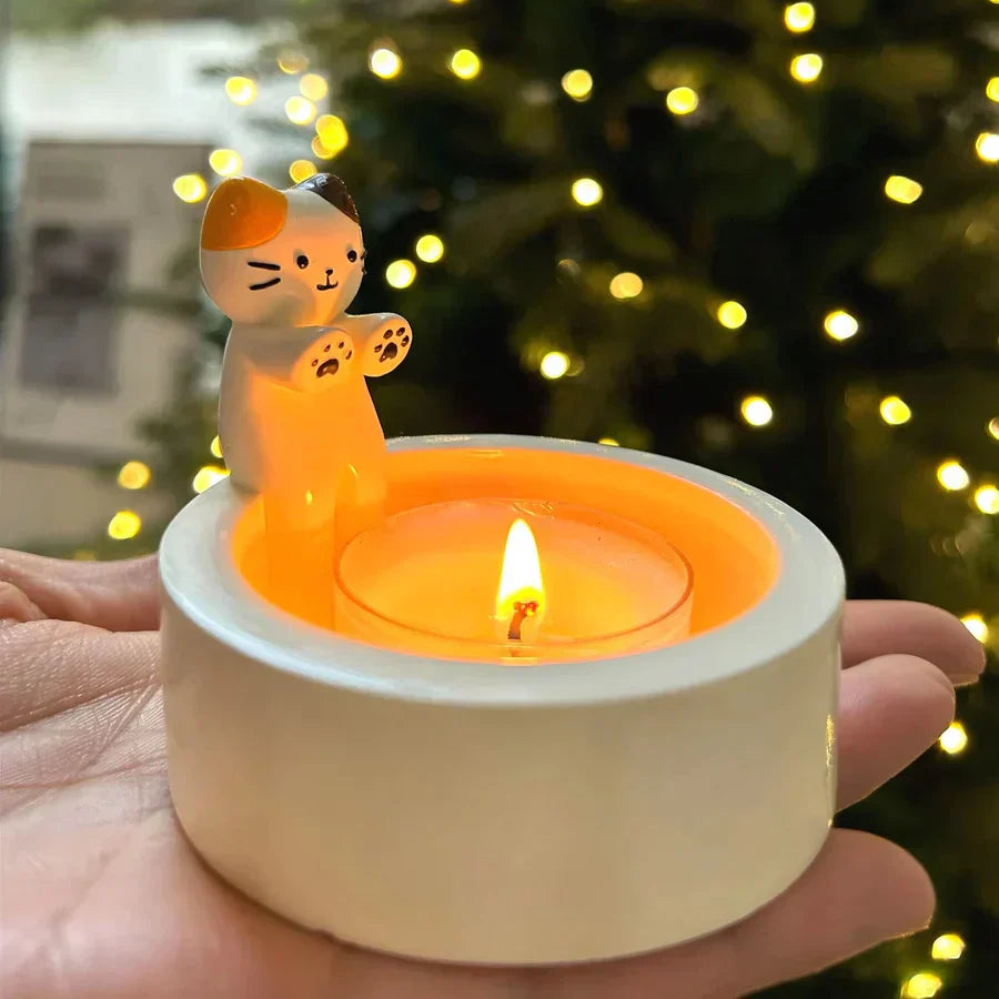 LumoPaws Bougeoir à Thé – Charmant Design de Chat pour Hygge et Ambiance