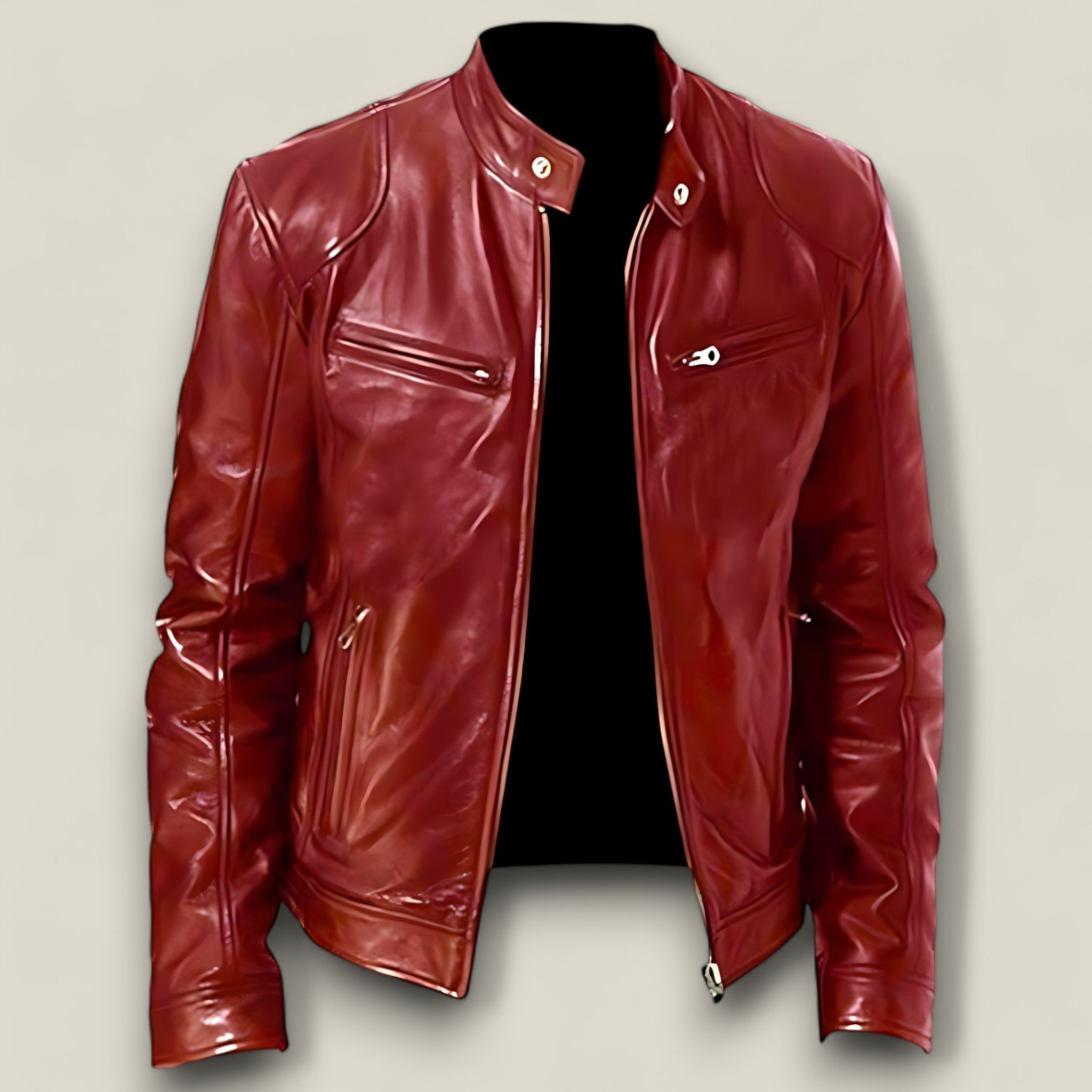 Milo - Veste en cuir classique avec col montant