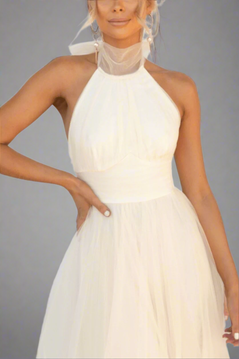 Precella - Élégante robe midi en tulle dos nu