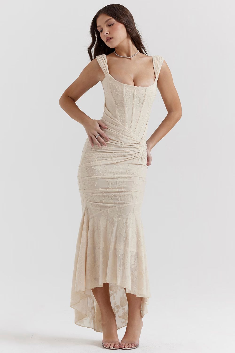 Celeste - Robe maxi avec décolleté en V profond