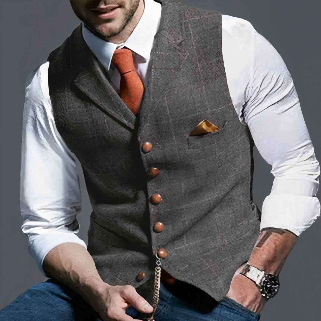 Levi - Gilet en tweed classique avec revers en pointe