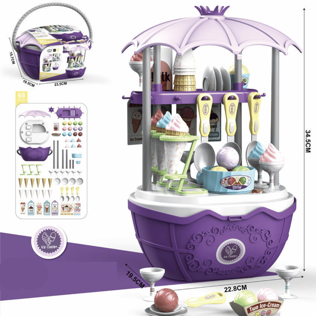 Véhicule de dessert de luxe pour enfants – ensemble de 69 pièces pour jouer de manière créative et inventer des aventures imaginaires