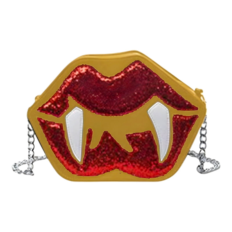 Alina Gothique Halloween Sac à bandoulière – Design lèvres et dents avec bandoulière réglable