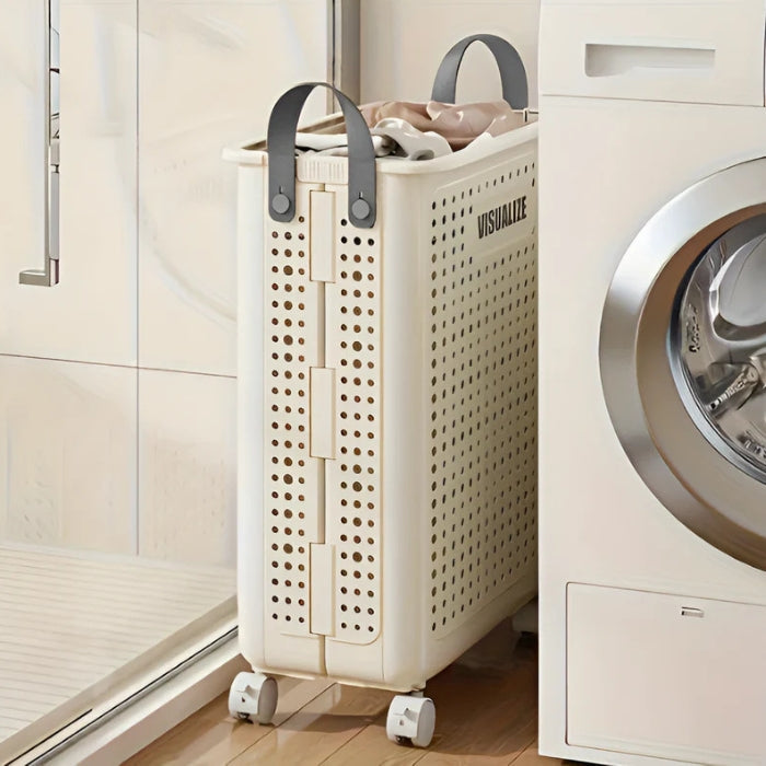 RollEase - Panier à linge pliable avec roulettes et poignées