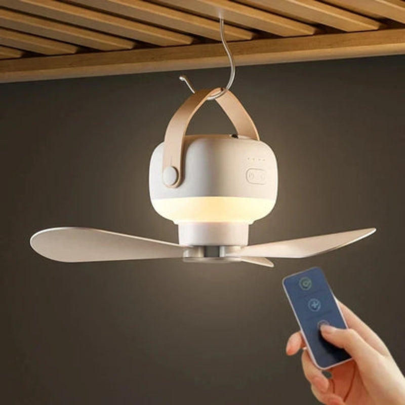 BreezeGlow - Ventilateur de plafond portable avec lumière LED et haut-parleur Bluetooth