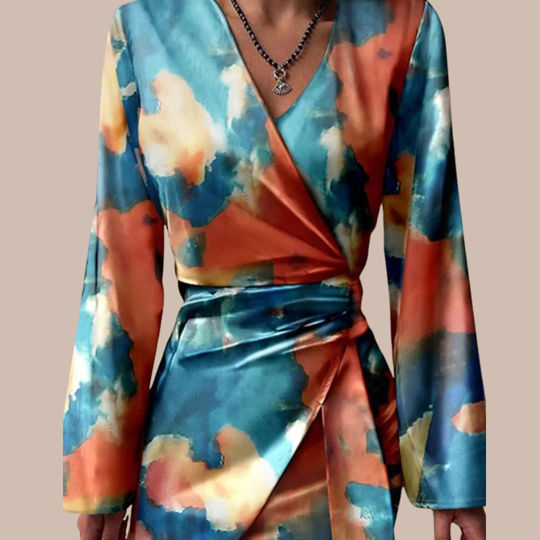 Robe Vriklekjole en Viscose Alberte avec Imprimé Marbré – Coupe Moderne et Flatteuse