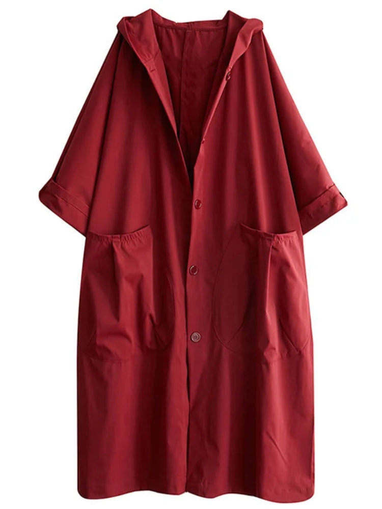 Sofie - Trench-coat avec capuche et fermeture à boutons pour femme