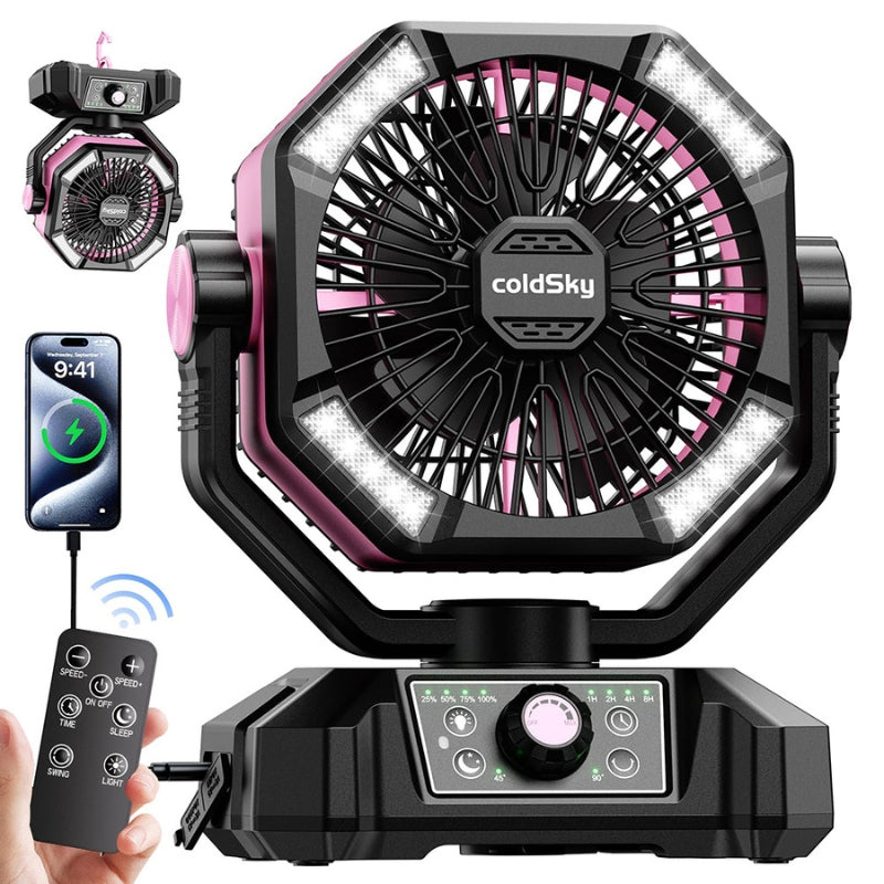 BreezeGlow - Ventilateur portable avec lumière LED et télécommande