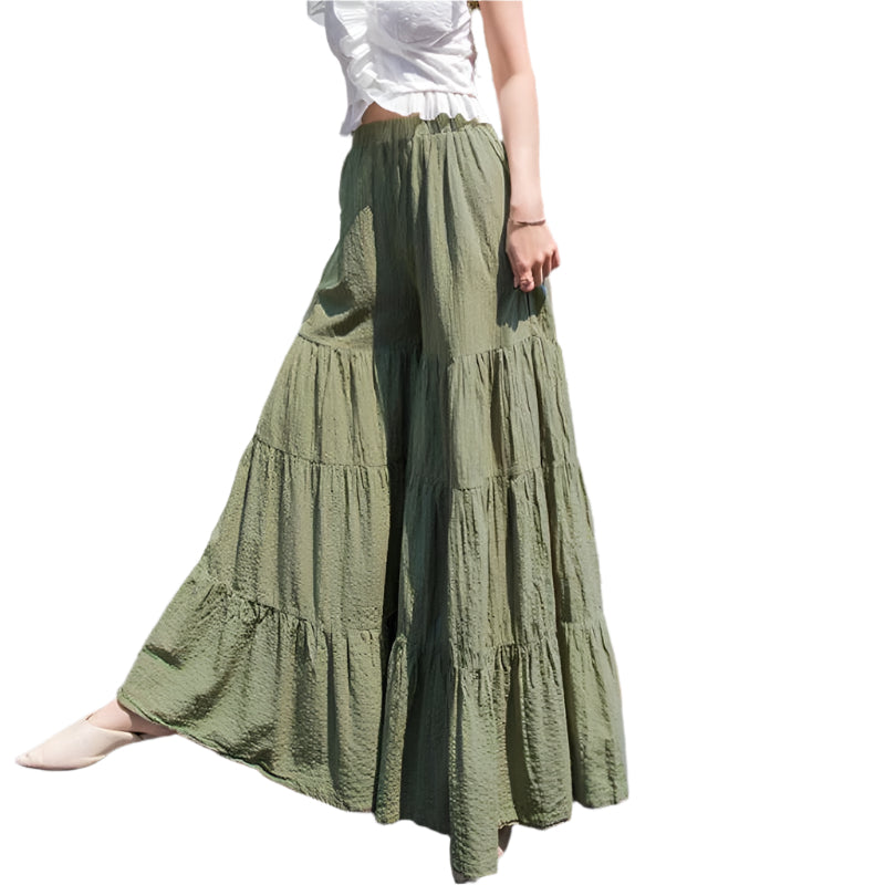 Heidi - Pantalon large à volants d'inspiration bohème