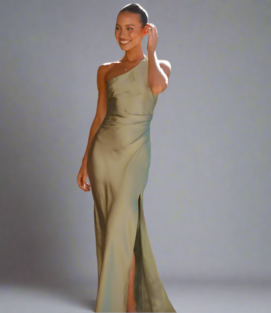 Lisbeth - Robe maxi luxueuse à une épaule avec fente jusqu'aux cuisses
