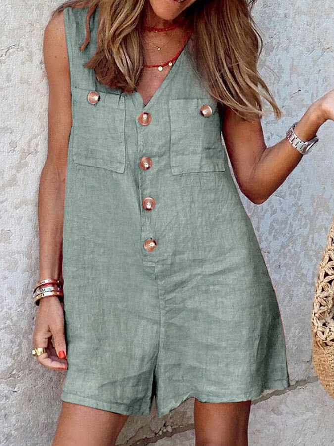 Robe sans manches Freja avec boutonnière – Chic et intemporelle