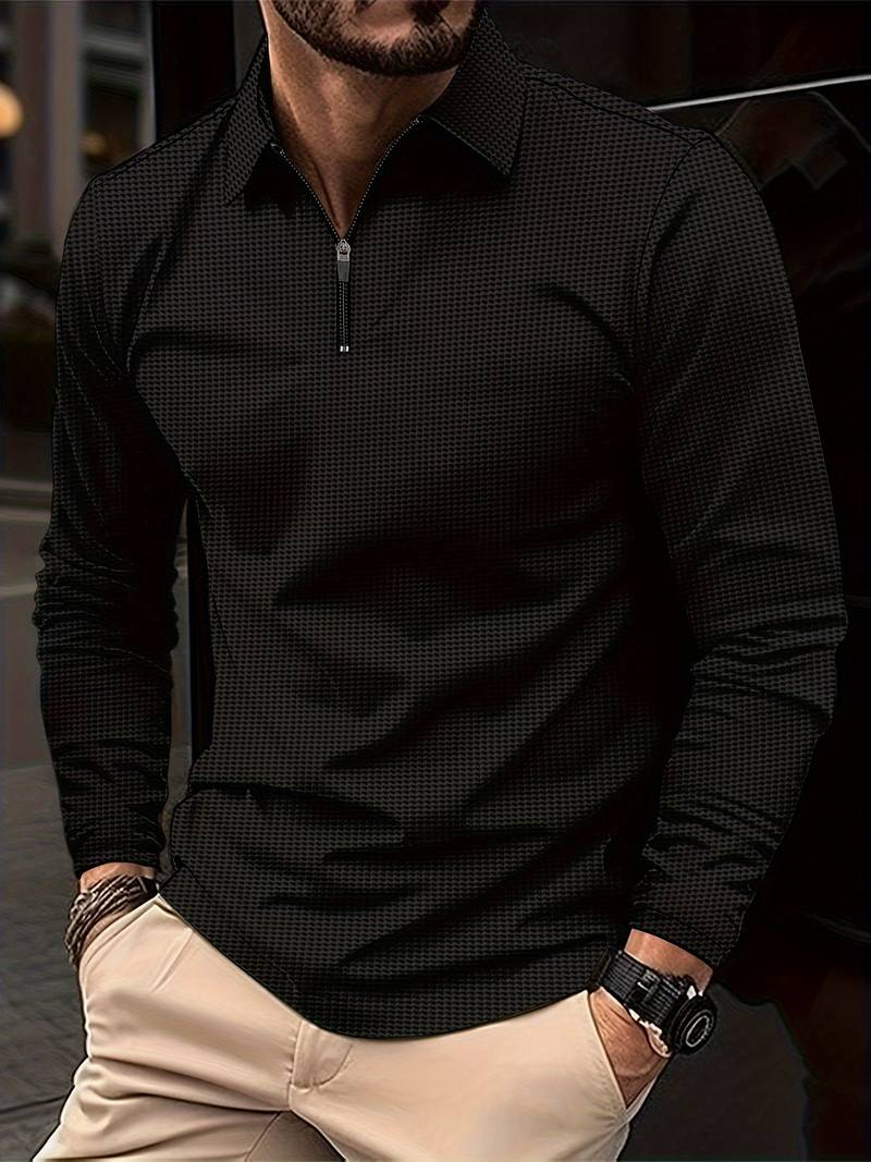 Luke | Veste décontractée à demi-zip en tissu gaufré