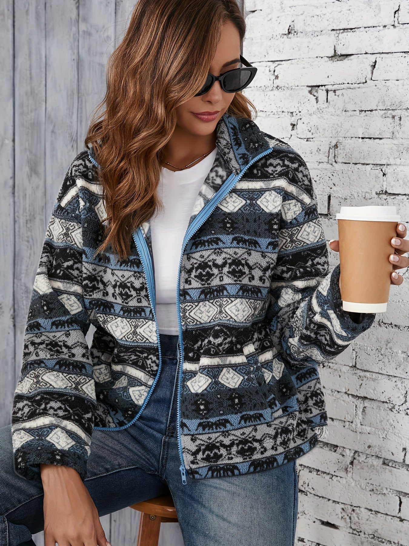 Veste en polaire à motifs tribaux Ella