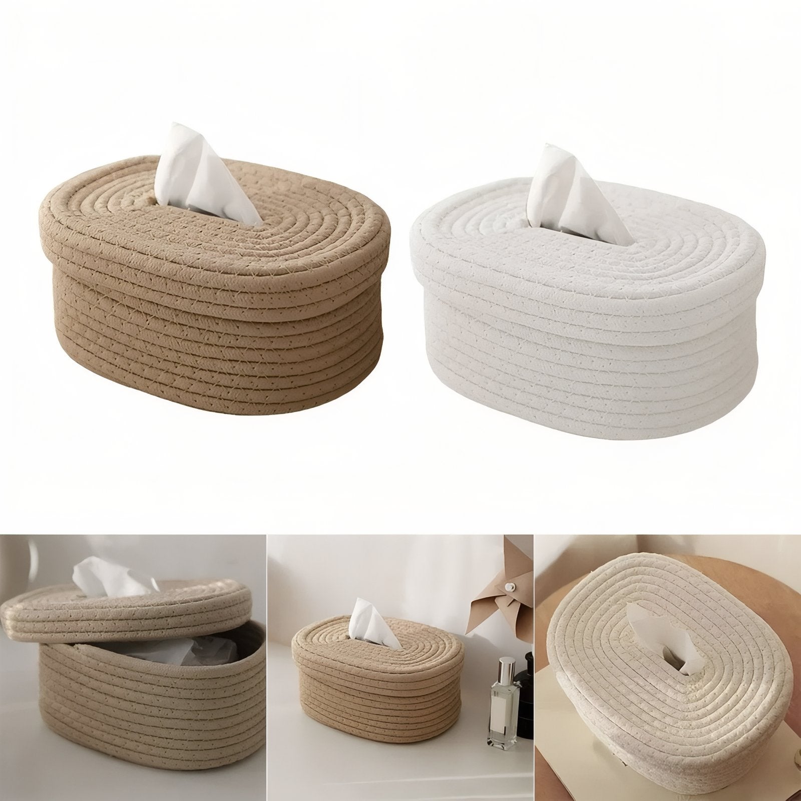 TissuElegance - Housse de boîte ovale en tissu au design élégant