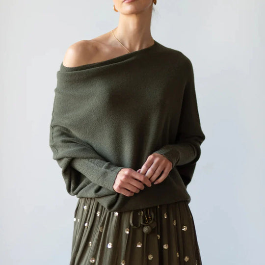 Larina - Sweater surdimensionné drapé avec col rond