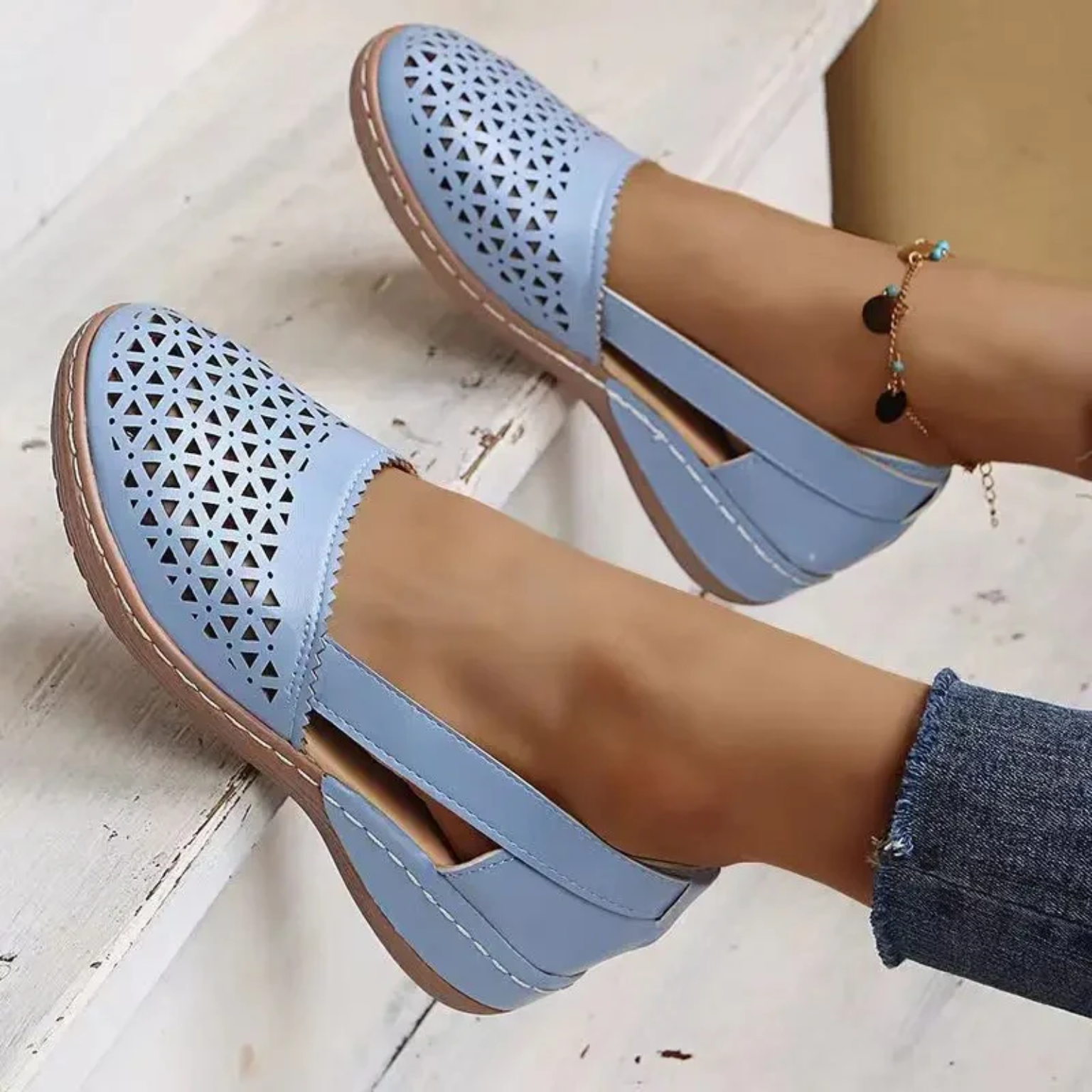 Solenn - Espadrilles à talon compensé perforées Ubesværet