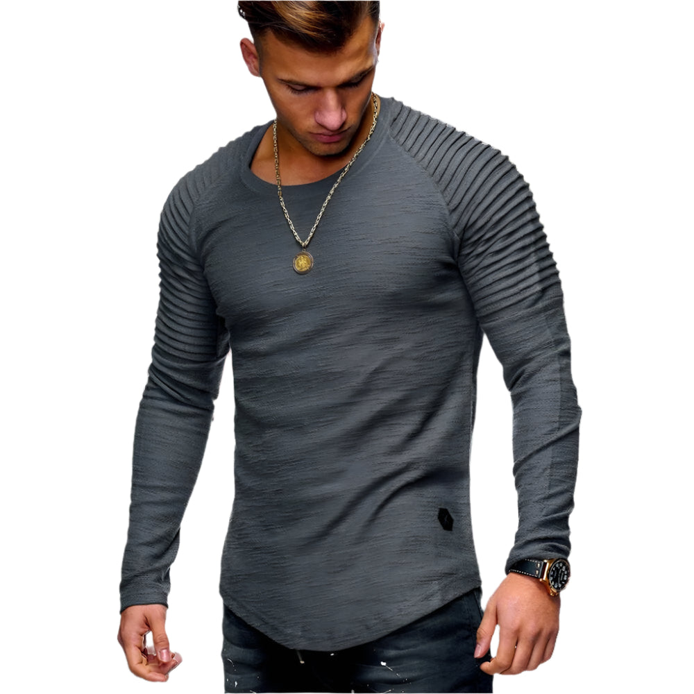 Jake - Sweat-shirt raglan plissé pour hommes avec bord arrondi