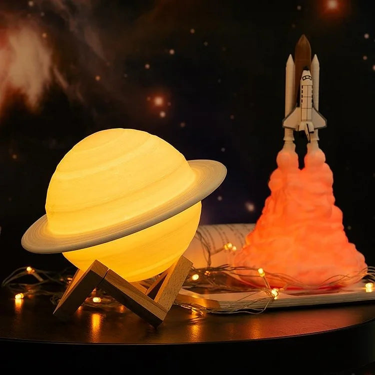 MoonHalo - Lampe de nuit 3D Saturne rechargeable