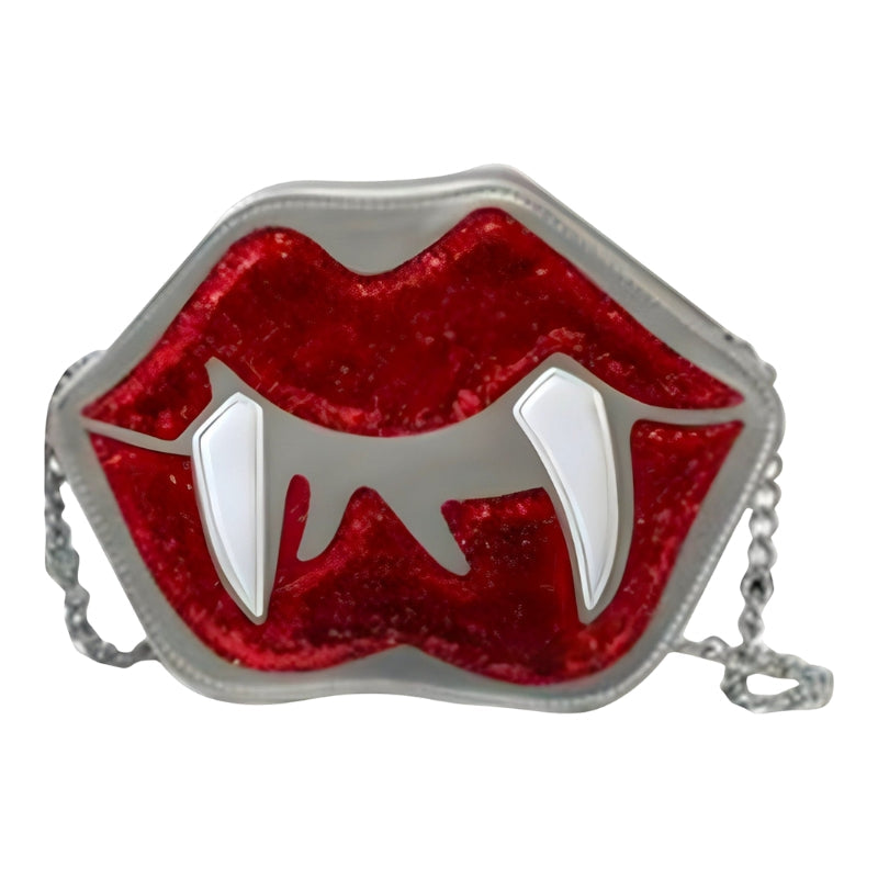Alina Gothique Halloween Sac à bandoulière – Design lèvres et dents avec bandoulière réglable