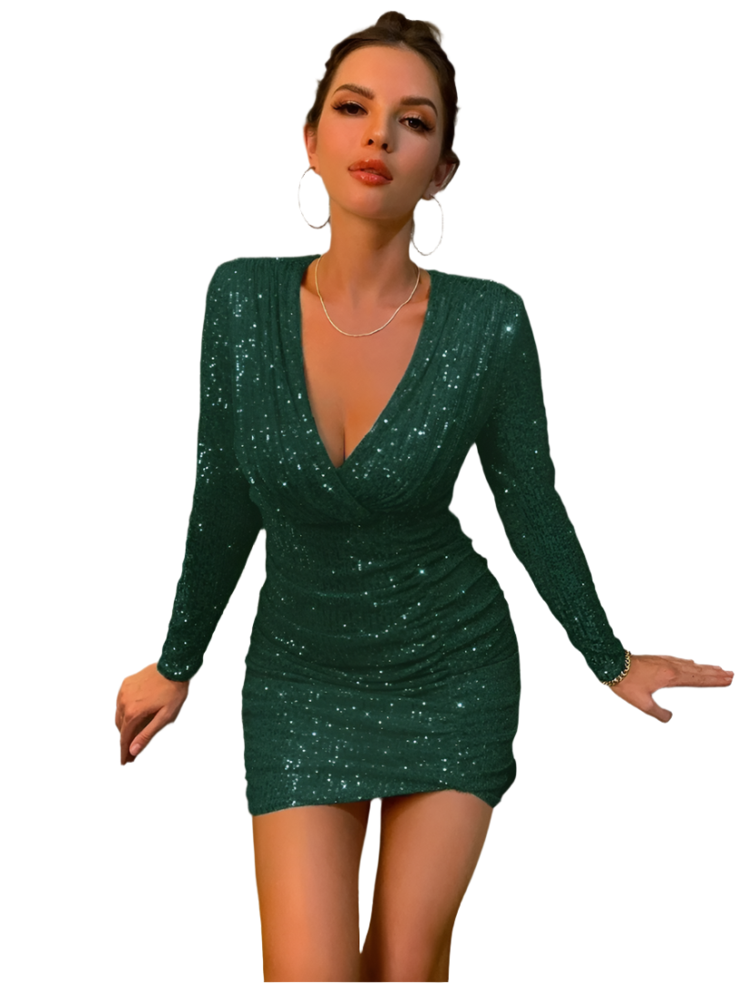 Amor - Robe minuscule scintillante avec décolleté en V