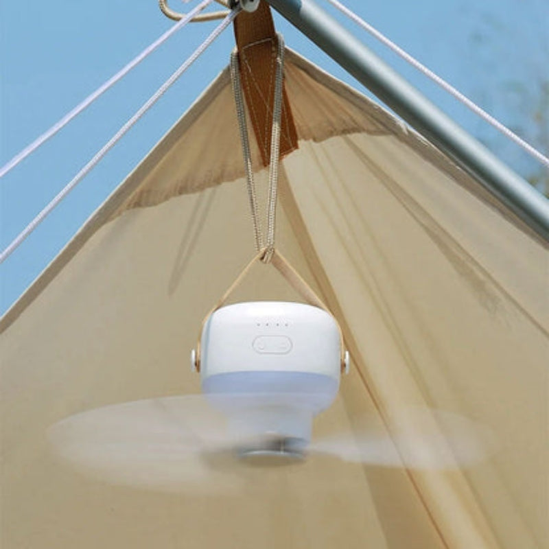 BreezeGlow - Ventilateur de plafond portable avec lumière LED et haut-parleur Bluetooth
