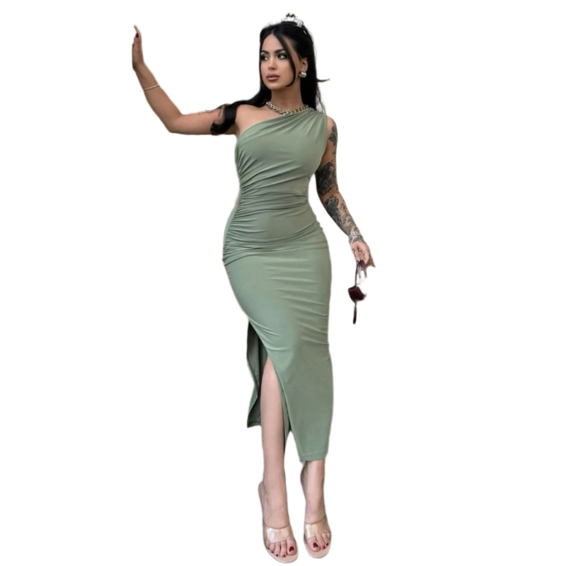 Robe à épaule unique avec fente Avelisse