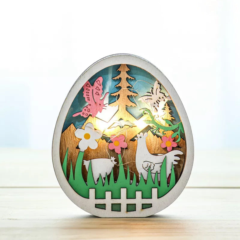 FestiveDecor - Collection de décorations LED en bois pour Pâques