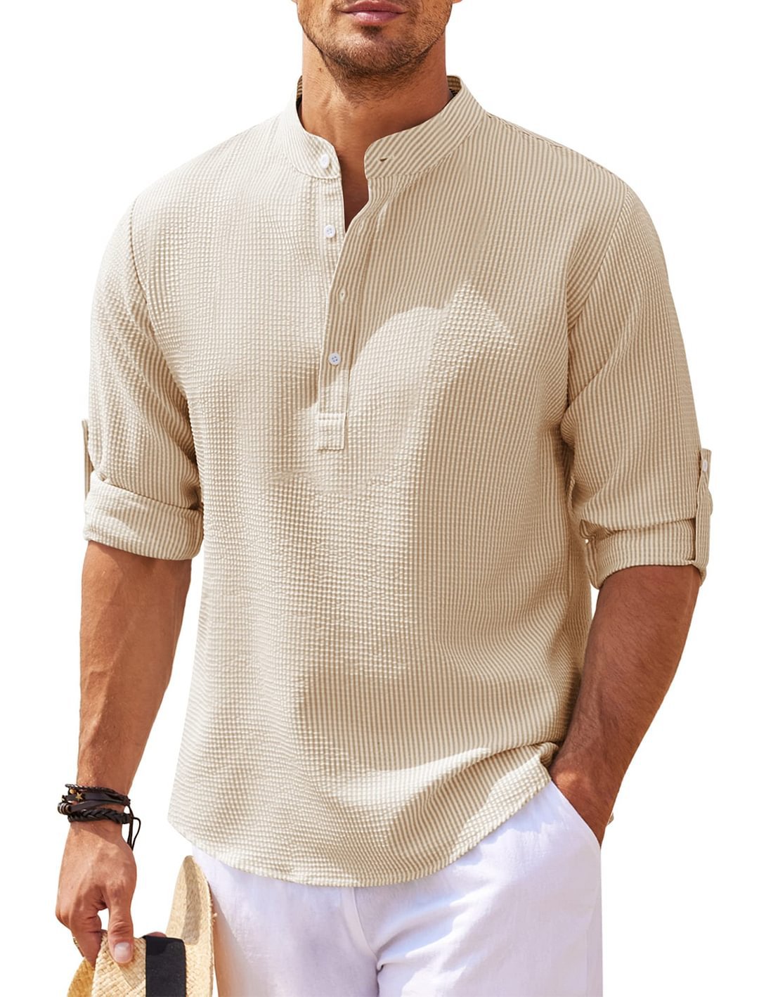 Michael - Chemise décontractée sans col - Chic d'été