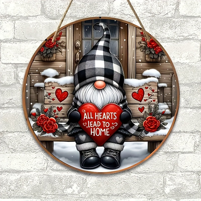 Panneau en bois de gnome de Noël à suspendre au mur
