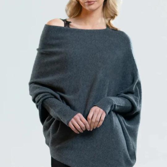Larina - Sweater surdimensionné drapé avec col rond