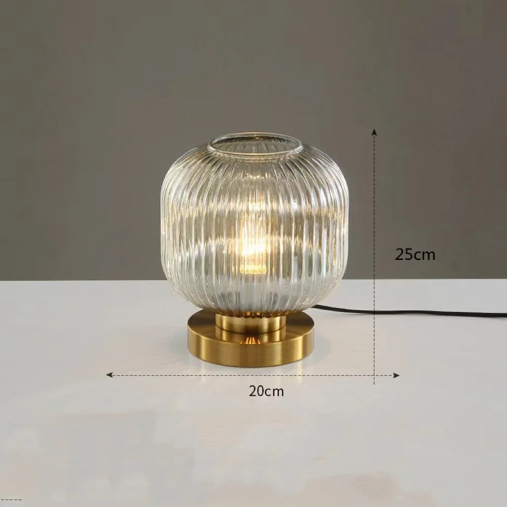 Lampe de table élégante AuraGlow – Design strié avec éclairage ambiant