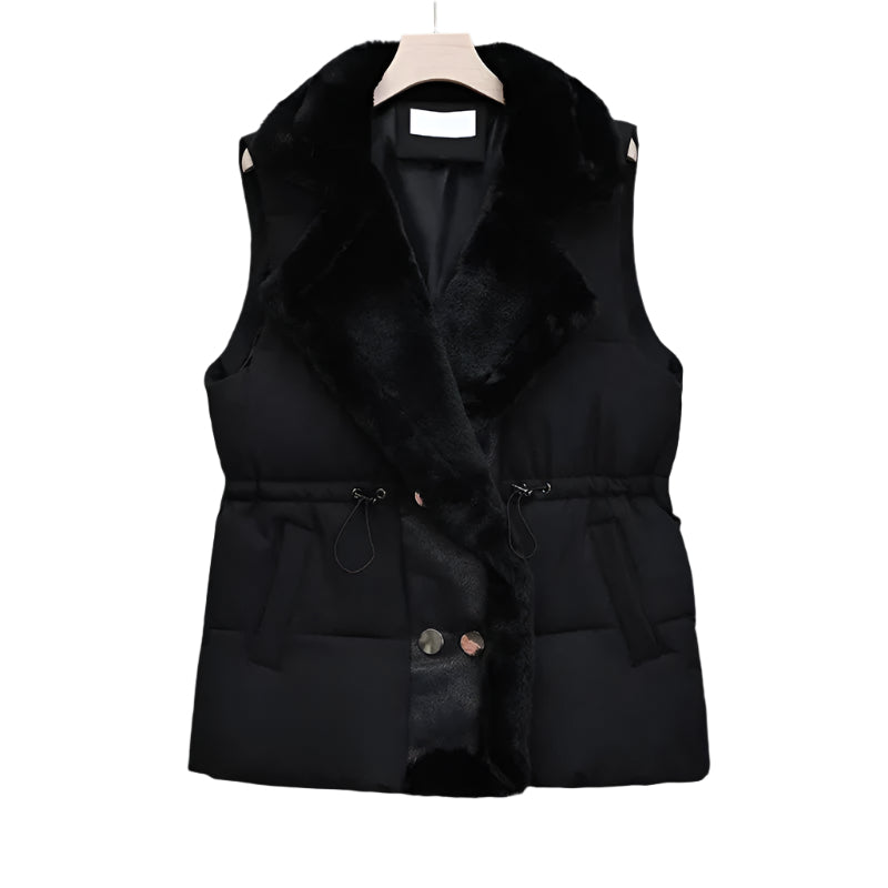 Stephanie - Gilet matelassé de luxe avec col en fausse fourrure