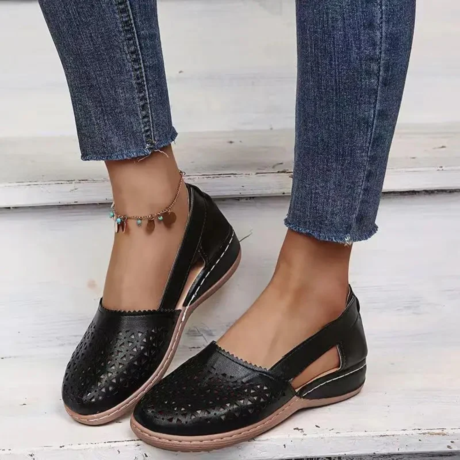 Solenn - Espadrilles à talon compensé perforées Ubesværet